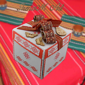 Ръчно изработени изделия от хартия Кутии с пожелания Ръчно изработена кутия за подарък-изненада Народни мотиви